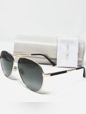 NEW Jimmy Choo Jimena/S 2M290 Aviator GLD Gray Gradient Sunglasses $320
